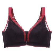 Sexy Lace-trimmed Front and Back Buckle Bra with Breathable Cups Plus Size Side Breasts Beautiful Back and Push-up No-rim Bra 34/75A