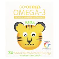 Coromega, children's, omega-3, tropical orange + vitamin D, individually wrapped pack of 30 (2.5g)