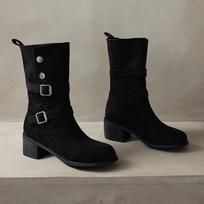 Aphixta 5cm Square Heels Sexy Women Ankle Boots Metal Buckle Dec Cowboy Footwear Winter Shoes Women zapatos mujer 2024 tendencia 35