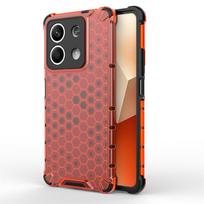 Honeycomb Shockproof For Xiaomi Redmi Note 13 Case Armor Capa Redmi Note 13 Cover Translucent TPU PC Protect Redmi Note 13 Case Redmi Note 13 4G raudona