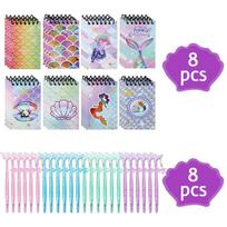 Mermaid Mini Spiral Notebook with Black Pen Little Mermaid Birthday Decoration Favors Ocean Undersea Party Supplies Guests Gift