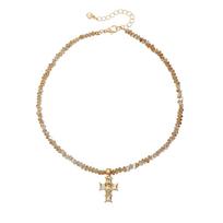 Exaggerated Unique Design Baroque Transparent Crystal Chain Sexy Zircon Cross Pendant Necklace for Women Girl Wedding Praty Gift