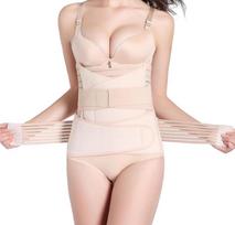 Popular 3 in 1 Postpartum Belt Waist Trainer Slimming Shapewear Abdominal Binder Post Surgery  C Section Body Shaper for Women S smėlis