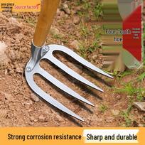 Multifunctional Manganese Steel Rake Harrow for Vegetables: Soil Turning, Loosening, Tilling, Planting with Three-Four Tooth Design Small White Four-Tooth Rake [All Steel, Thickened]