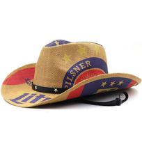 New Paper Straw Western Cowboy Hat For Women Men Classic American Flag Cowgirl Cap Panama Jazz Hats Trendy Sombrero Hombre Caps