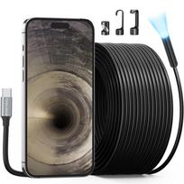 15M Sewer Endoscope Camera Teslong Fiberscope iPhone 15 Compatible USB C Drain Pipe Borescope Inspection Camera with 8 LEDs 50 Foot Flexible