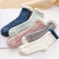 5 poros pastorintų pliušinių kojinių, jaukios ir šiltos kojinės iki blauzdos, moteriškos kojinės ir kojinės 5 pairs/1 set