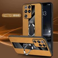 Case For ZTE RedMagic 11 11S Pro Plus Pro + luxury leather matte ring bracket Rear cover Shockproof bumper Funda ZTE nubia Red Magic 11S Pro+ tamsiai ruda spalva