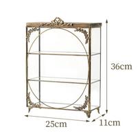 Vintage Brass Glass Display Stand, French Desk Jewelry Organizer, Handmade Clear Showcase for Necklaces & Rings, Antique Metal
