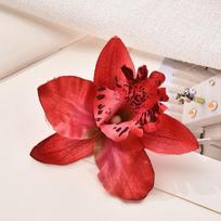 Korean Style Thai Orchid Flower Hairpin Cloth Satin Hairpin Artificial Floral Headdress  Women raudona