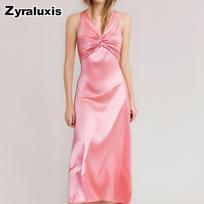 Spring New Arrivals Women's Wear Elegant Sexy Solid Color V-Neck Ruffled Slim Fit Dress S