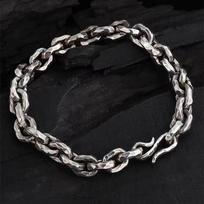 Papas Original Handmade Hammer Pattern Bracelet Imitation Thai Silver Retro Simple Hardcore Trendy Men's Rock Motorcycle Men's Bracelet 18cm