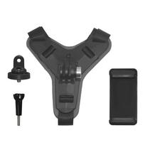 Motociklo šalmo smakro tvirtinimas GoPro veiksmo kameroms ir išmaniesiems telefonams su reguliuojamu dirželiu Pirmojo asmens vaizdo įrašymui Manual clip juoda