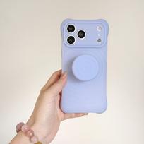 Water Ripples Folding Bracket Kickstand Silicone Soft Case for iPhone 15/16/17 Pro Max Opp Bag&For iPhone17 violetinė