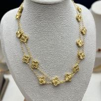 High-end Four-leaf Clover Necklace Long Women's Sweater Chain Accessible Luxuryfashioncasual Necklace Golden laser