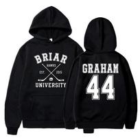 Briar Universitetas Graham 44 Ledo Ritulys Dvišalis Džemperis su Gobtuvu Briar U Ledo Ritulio Romantika Džemperiai Unisex Ilgomis Rankovėmis Džemperis su Gobtuvu Megztiniai S juoda