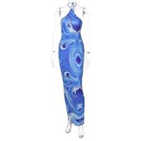 Spaghetti Strap Sexy Backless Maxi Dress Summer Holiday Women Dresses Party Club Elegant Off Shoulder Hollow Out Dress Sundress S