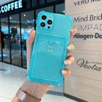 Atsparus smūgiams kortelės lizdo silikoninis minkštas dėklas, skirtas iPhone 15 14 Pro Max 13 12 Pro MAX 12 Pro 11 X XR XS 7 8 Plus skaidrus mobiliojo telefono dėklas iPhone 15 Pro Max šviesiai mėlyna spalva