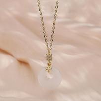 Nafu Ping An Buckle Necklace Women'S Retro Chinese Style Hetian Jade Pendant With Diamonds Copper Coins Small Waist Chalcedony Clavicle Chain copper