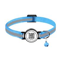 Airtag-Compatible Pet Collar with QR Code for Tracking and Anti-Loss for Cats and Small Dogs Airtag Protective Case blue