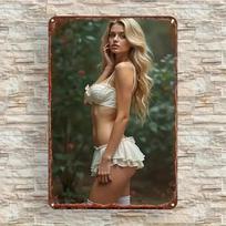 Retro 8x12 Inch Metal Wall Sign Sexy Girl Design Durable Bathroom Decor 20x30cm