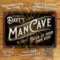 Custom Vintage Metal Sign Personalized Retro Man Cave Wall Decor Customized Engraved Plaque Gift for Garage Bar Office raudona