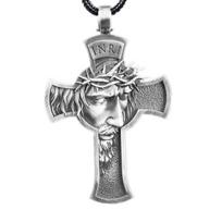 Cross Pendant Fashion Jesus Engraved Alloy Stylish Cross Pendant Necklace for Men