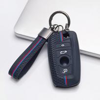 Raktų dėklas BMW F20 F22 F30 F31 F32 F33 F34 F36 su raktų pakabuku, apsauga nuo įbrėžimų, smūgiams atspari apsauga, minkšta rankena, apsauga nuo dulkių juoda