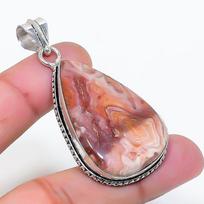 Natural Laguna Lace Agate Gemstone 925 Sterling Silver Pendant 2.05  AP-14959