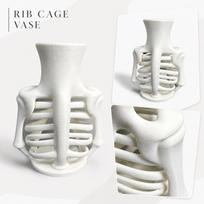PLA 3D Printed Skeleton Rib Cage Vase Gothic Halloween Home Decor Unique Anatomical Style Indoor Tabletop Flower Vase One Size