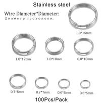 50/100Pcs 5-15mm Gold Color Stainless Steel Double Loops Split Jump Ring Fit Key Chain Connectors for Jewelry Making Accessories 0.6 X 6mm