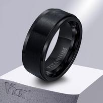 Vnox 8mm Juodo Titano Žiedas Vyrams, Paprastas Matinis Paviršius Vestuvinis Žiedas, JAV Dydis #7- #12 7 black