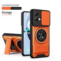 Armor Case For Motorola Edge 50 Fusion Case Shockproof Slide Lens Protector Phone Cover For Moto Edge 50 Fusion Case With Ring Motorola Edge 50 Fusion oranžinė