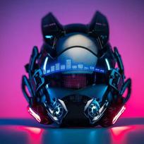 APP Cyberpunk Mask LED Custom Con Custom Content Is Led Controlled by the App , Futuristic Techwear, Halloween Cosplay Mask mėlyna