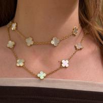 Titanium Steel Four-leaf Clover Necklace - Luxury High-end Lucky 20 Flower Necklace 15mm Choker