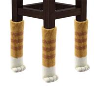 4/8/12 vnt Cat Paw Baldai Kėdės Kojos Užvalkalas Kėdės Pėdų Rankovės Grindų Mezgimo Kojinės stalo pėdų kilimėlis 4Pcs tamsiai geltona spalva
