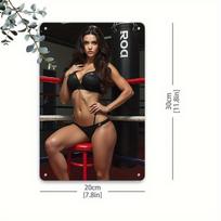 Vintage Sexy Goddess Metal Wall Art 20x30cm Boxing Ring Bikini Girl Decor - Durable Iron Plaque for Kitchen Garden Bedroom Bar B 20x30cm（7.8x11.8inch）