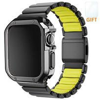 Titanium Strap+TPU Case for Apple Watch Ultra 3 2 49mm 46mm 45mm 44mm Business Men Bracelet for iwatch 11 10 9 8 7 6 5 4 SE Band 49mm (Ultra 3 2 1)