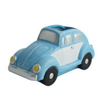 Retro Beetle Car Succulents Planter, Large Capacity Auto Shaped Plant Pot with Aged Glaze Blue White Finish, Creative Desk Decor for Patio Balcony mėlyna