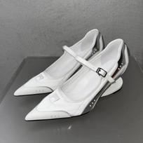 Designer Strange Heel Pointed Toe Women Modern Single Shoes All Match Casual High Heel Belt Buckle Pumps Lady Mary Janes 34 balta