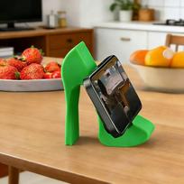 High Heel Shoe Shaped Phone Stand Holder Adjustable Angle Desktop Mobile Device Cradle for Hands Free Viewing and Accessibility