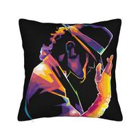 Mj King Of Pop Pillow Case Michael Jackson Funny Pillow Cover Square Pillowcases For Sofa Car Home Decor Peach skin 18*18(CM)-1Pcs
