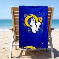 Rams Football Team Spirit Printed Beach Towel, Super Soft Microfiber, Perfect Gift Birthday, for Pool, Beach, Travel, for family and friends 70cmx140cm(27x55inch)