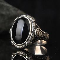 Popular Moda Punk Con Incrustaciones De Piedras Negras Talladas Anillo Retro Anillo Masculino 6