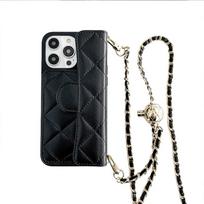 Reguliuojamas dirželis per petį dėklas telefonui IPhone 16 15 14 Plus 13 12 11 Pro Max su piniginės kortelių laikikliu Odinis dangtelis For iPhone 16Pro max black