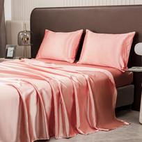 Silk Satin Fitted Sheet & Pillowcase Set - 4 Pieces, Washable, Hot Selling Pillowcase 51*75cm (Pair) nefritas