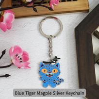 [K-Pop] Korėjietiškas tradicinis raktų pakabukas – Mėlynojo tigro ir Gat kolekcija Blue Tiger Magpie Silver Keychain