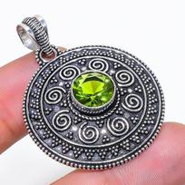 Natural Peridot Gemstone Handmade 925 Sterling Silver Jewelry Pendant 1.73  AP-14361