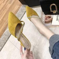 Canvas Women's Slippers and Ladies Sandals Sexy Heeled Black Shoes Crystals 2025 Trend Pvc Designer Luxury Slip-resistant Slides 34