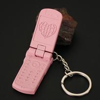 Mini Cell Phone Figure Key Ring Loveheart&Bowknot Car Key Chain Phone Model Keychains  Kids Gifts rožinė